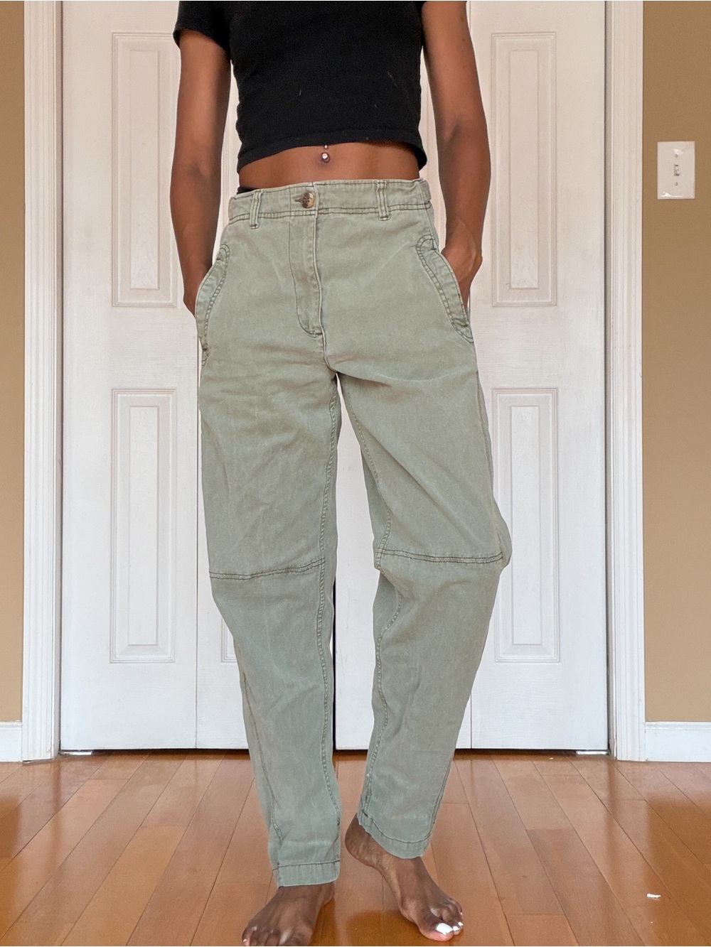 Old Navy Faded Olive Utility Boyfriend Jeans